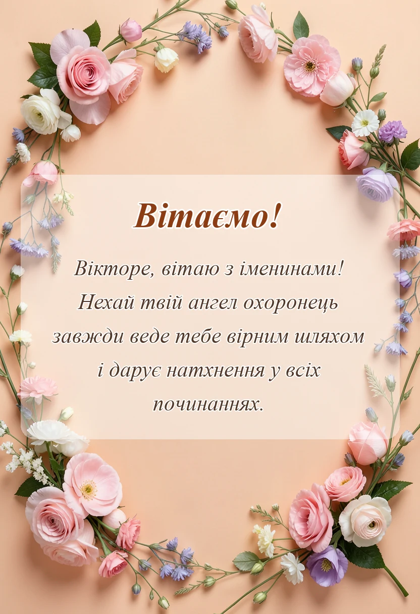 листівка з побажанням - привітання з днем ангела віктора