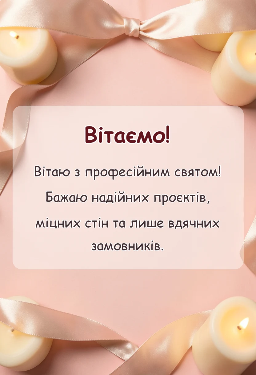 вітальна листівка - привітання з днем будівельника