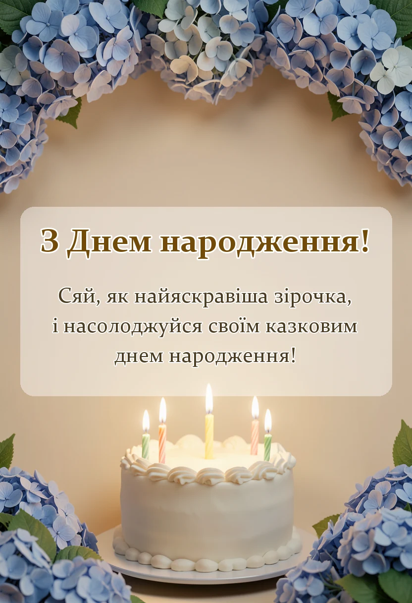вітальна листівка - привітання з днем народження дівчинці своїми словами