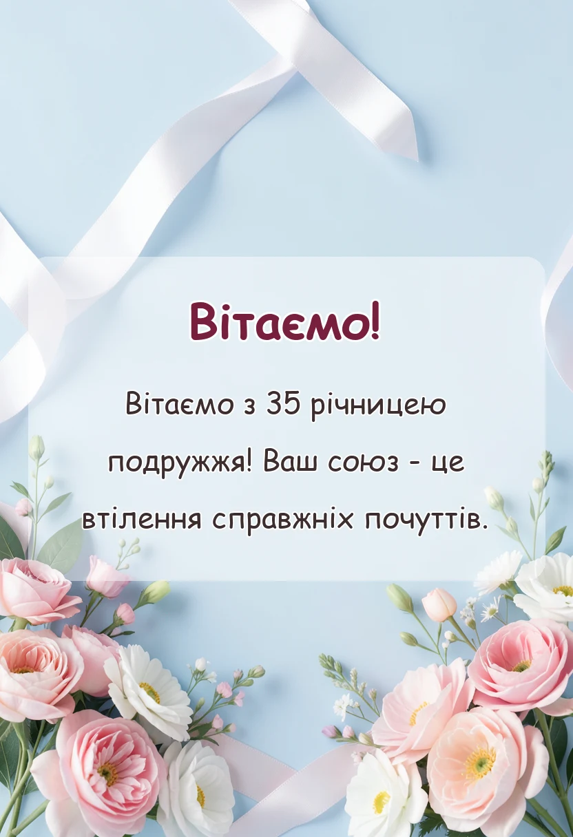 унікальна листівка - привітання з кораловим весіллям батькам
