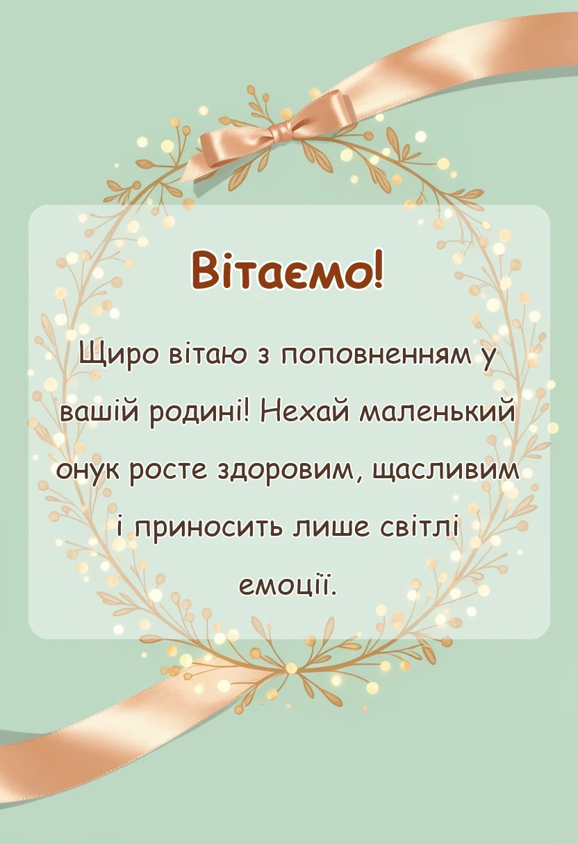 святкова картинка: привітання з народженням внука
