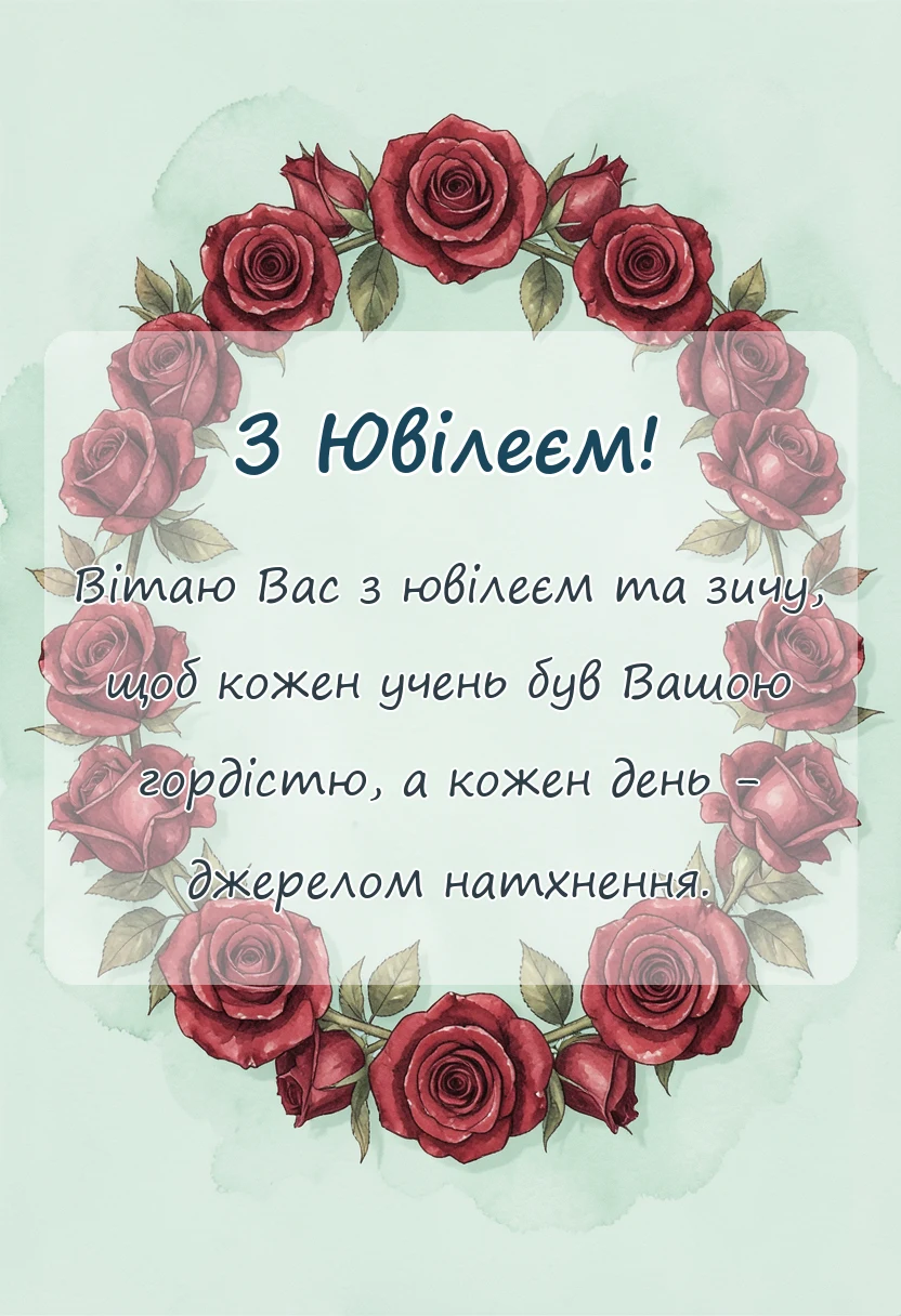 унікальна листівка - привітання з ювілеєм вчительці
