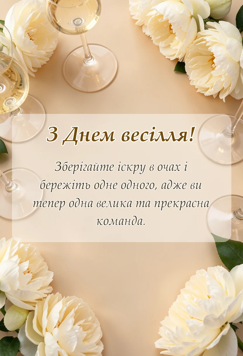 вітальна листівка - гарні привітання з весіллям