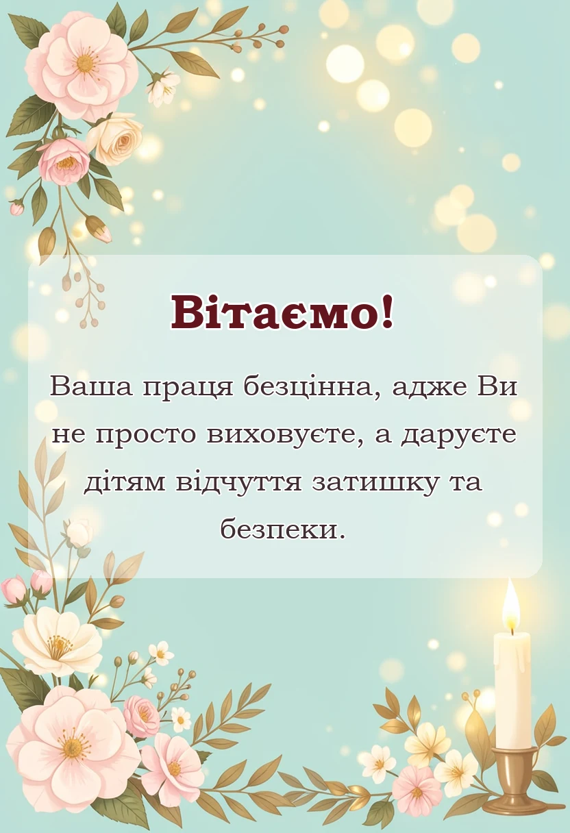 листівка з побажанням - подяка вихователям своїми словами