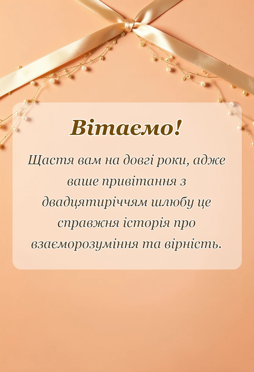 унікальна листівка - привітання з двадцятою річницею весілля