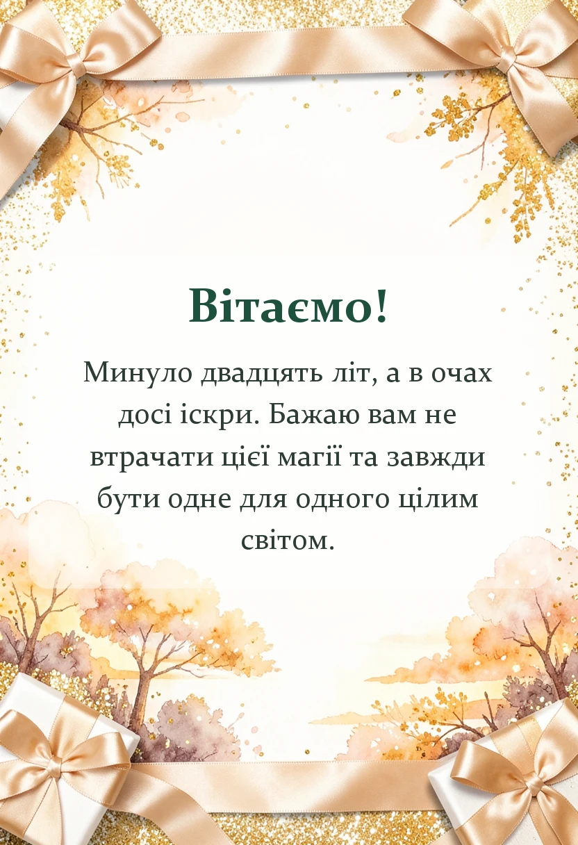 вітальна листівка - привітання з річницею весілля 20 років у віршах