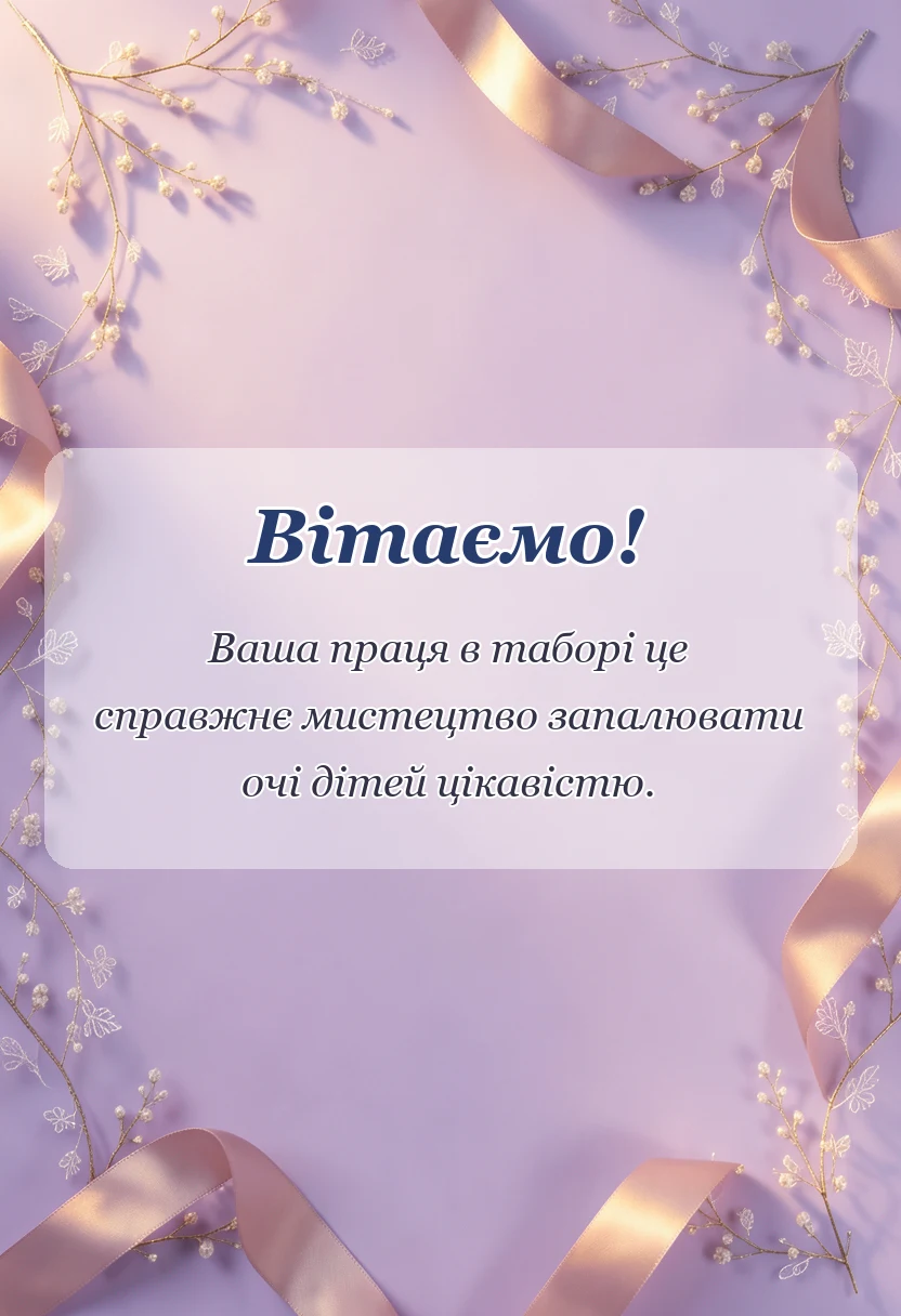 вітальна листівка - подяка за дитячий табір своїми словами