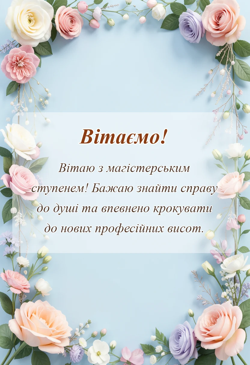 листівка з побажанням - привітання з закінченням магістратури