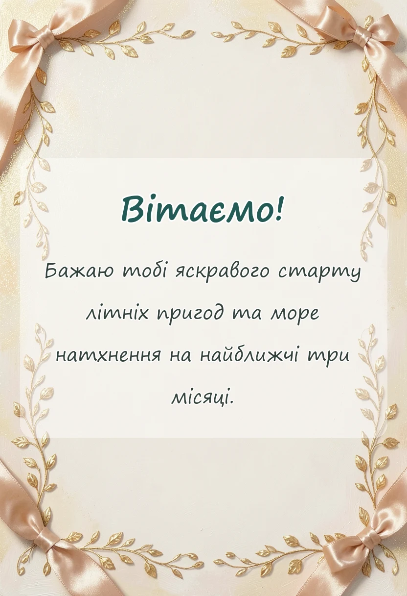 вітальна листівка - привітання з першим днем літа