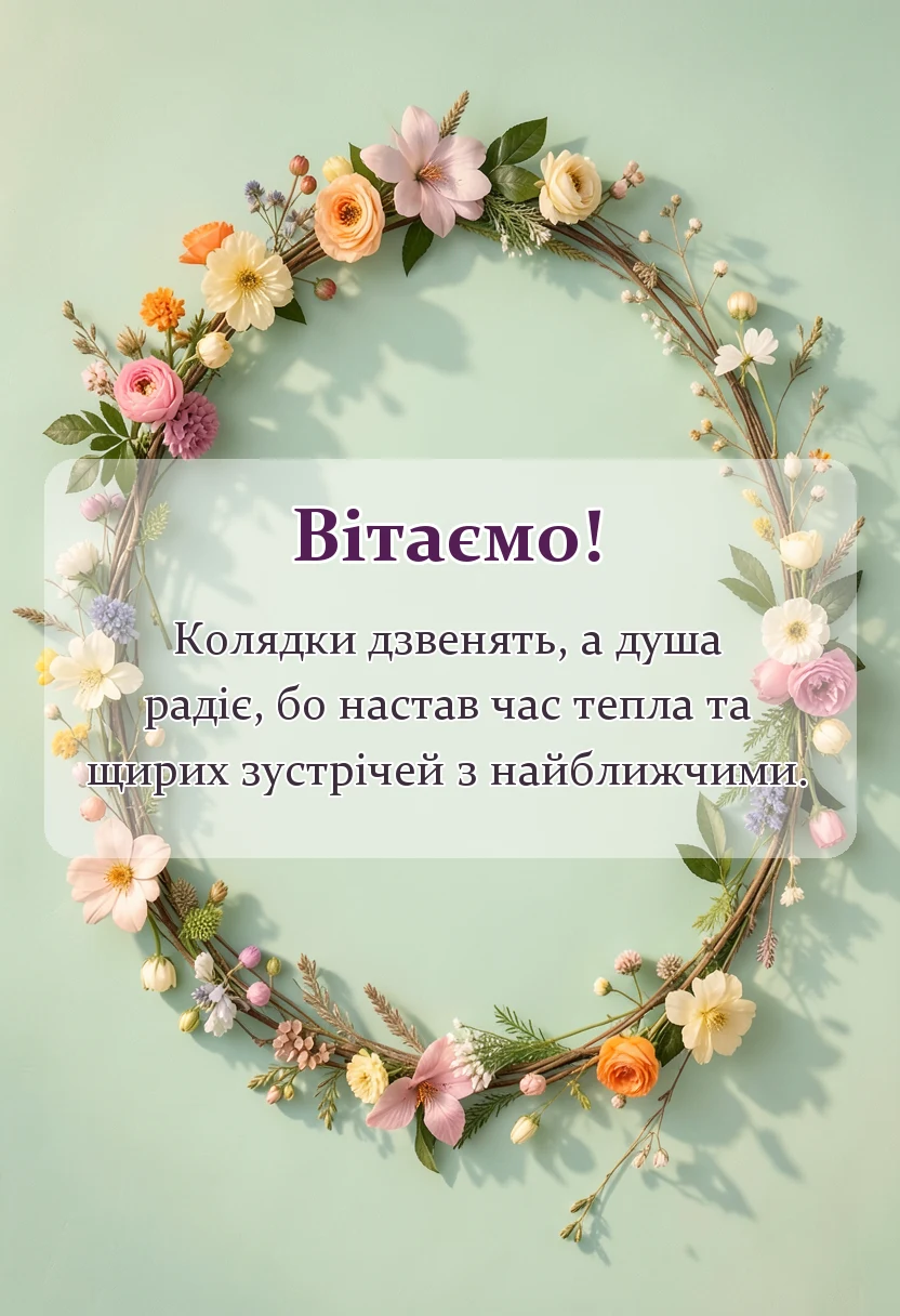 святкова картинка: гарне привітання з різдвом христовим