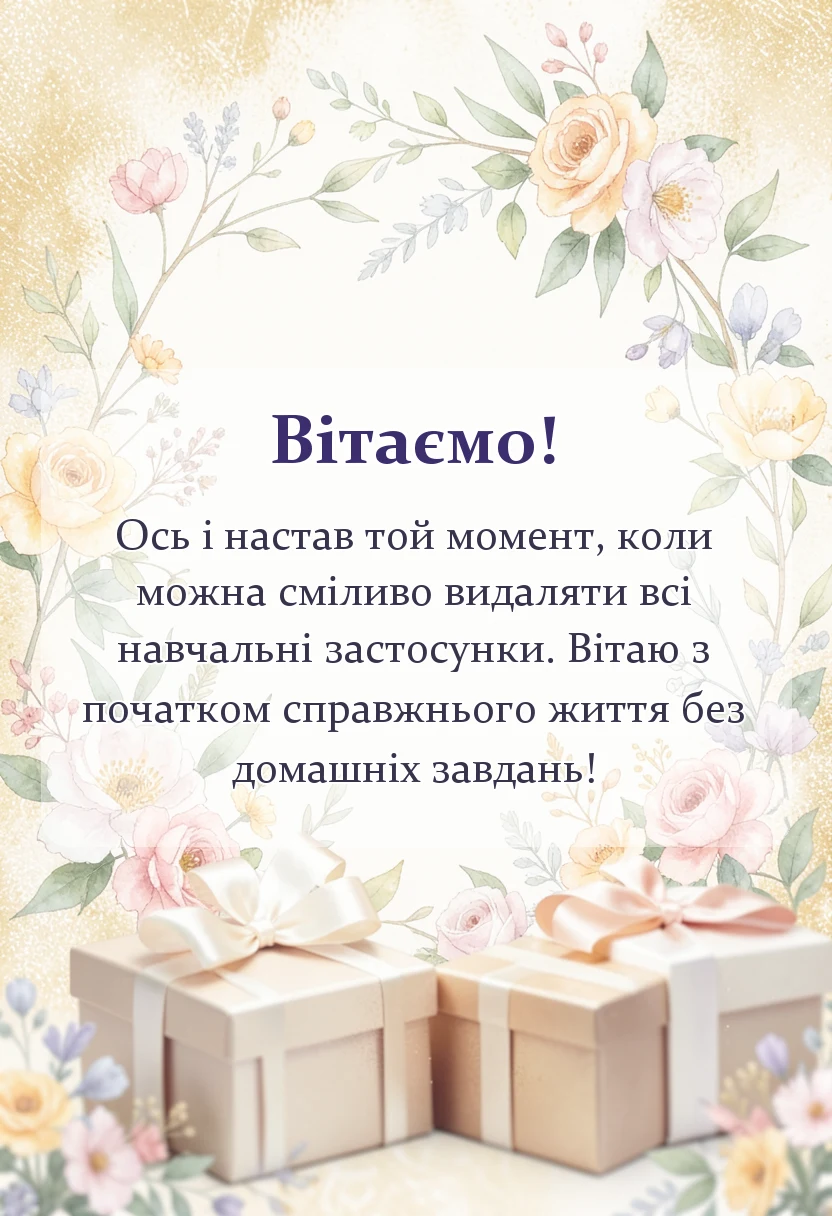 святкова картинка: привітання з останнім дзвоником прикольні своїми словами