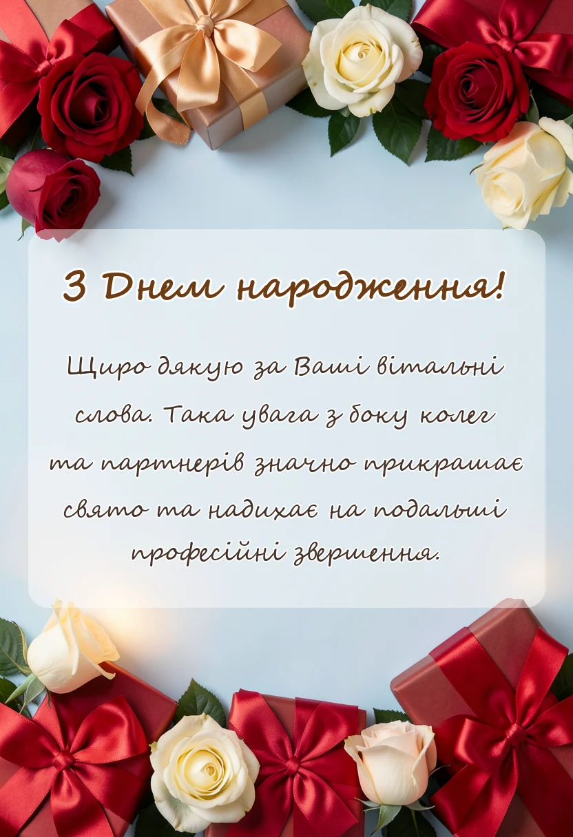 вітальна листівка - подяка за привітання з днем народження щирі слова