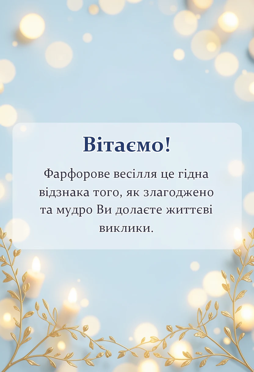 листівка з побажанням - порцелянове весілля картинки привітання