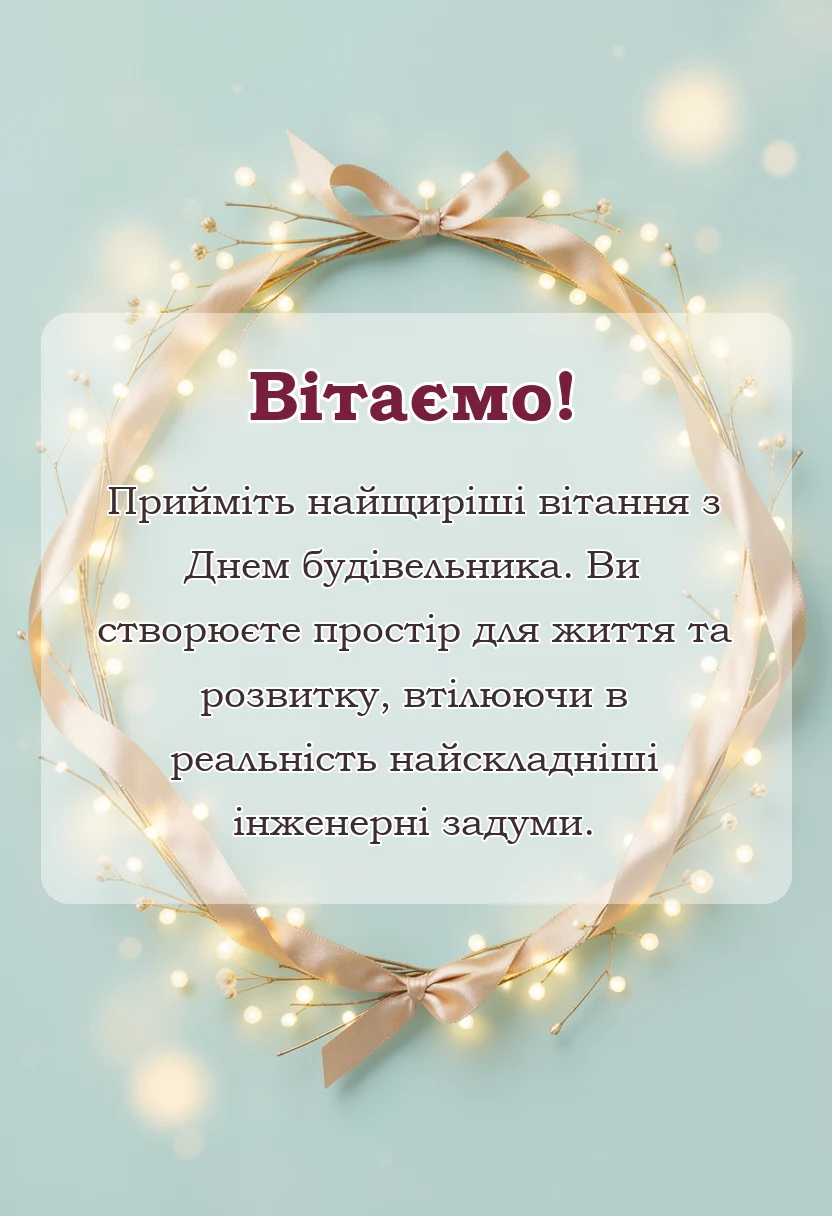 вітальна листівка - привітання з днем будівельника
