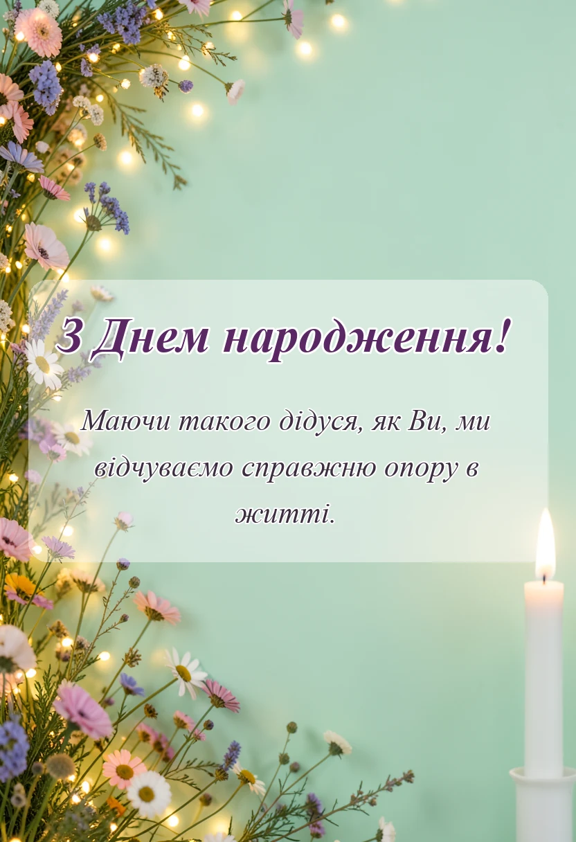 вітальна листівка - привітання з днем народження дідусю від онуків