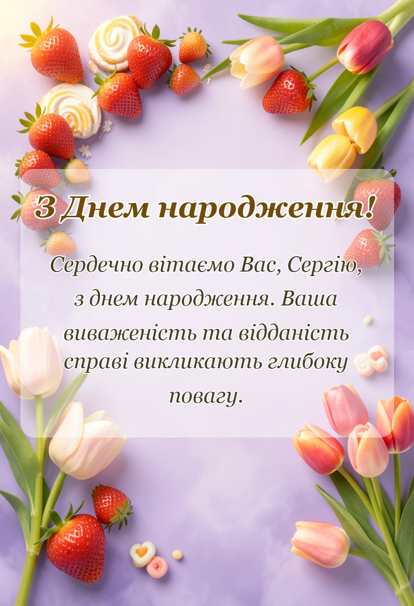 листівка з побажанням - привітання з днем народження сергій