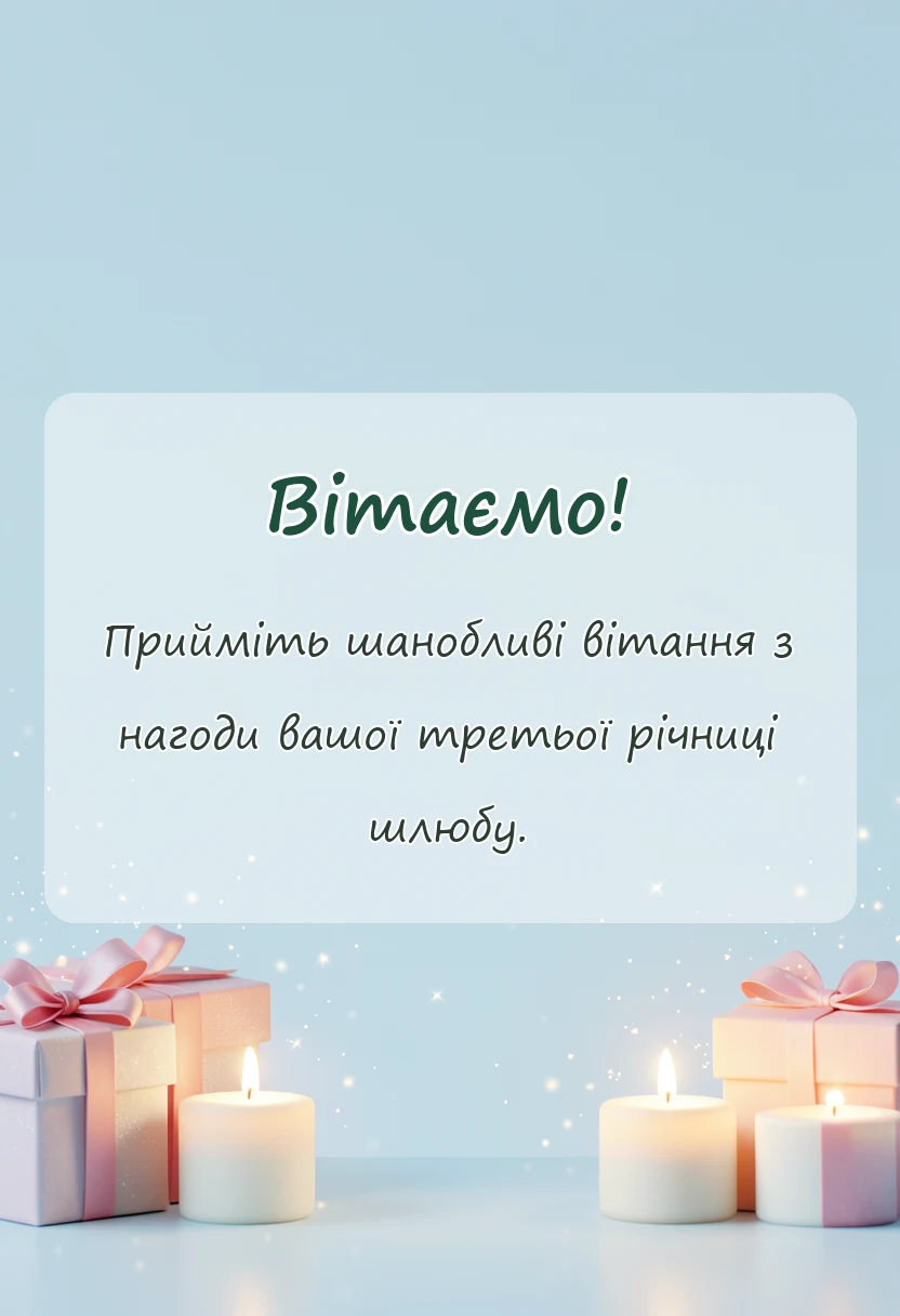 святкова картинка: привітання з річницею весілля 3 роки шкіряне весілля