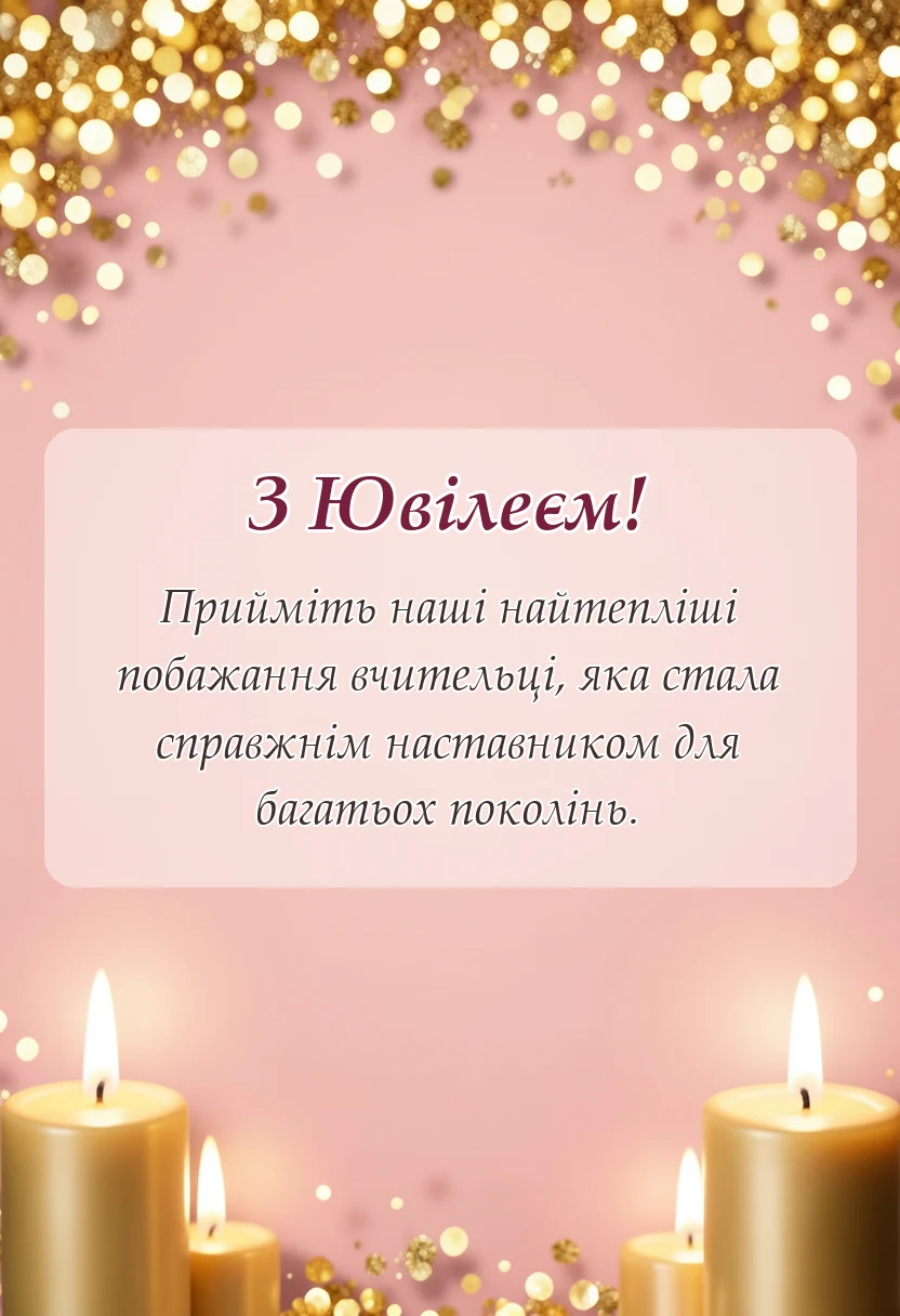 вітальна листівка - привітання з ювілеєм вчительці