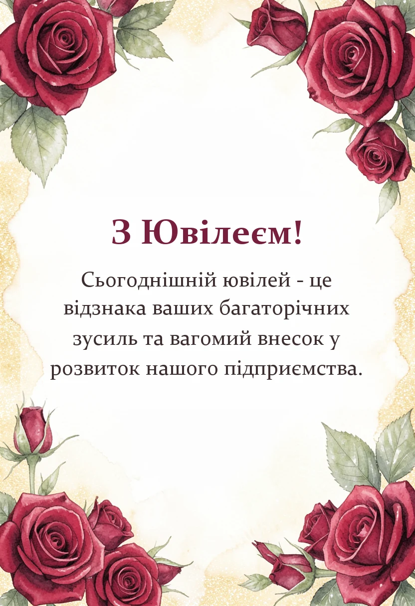 унікальна листівка - привітання з ювілеєм керівнику