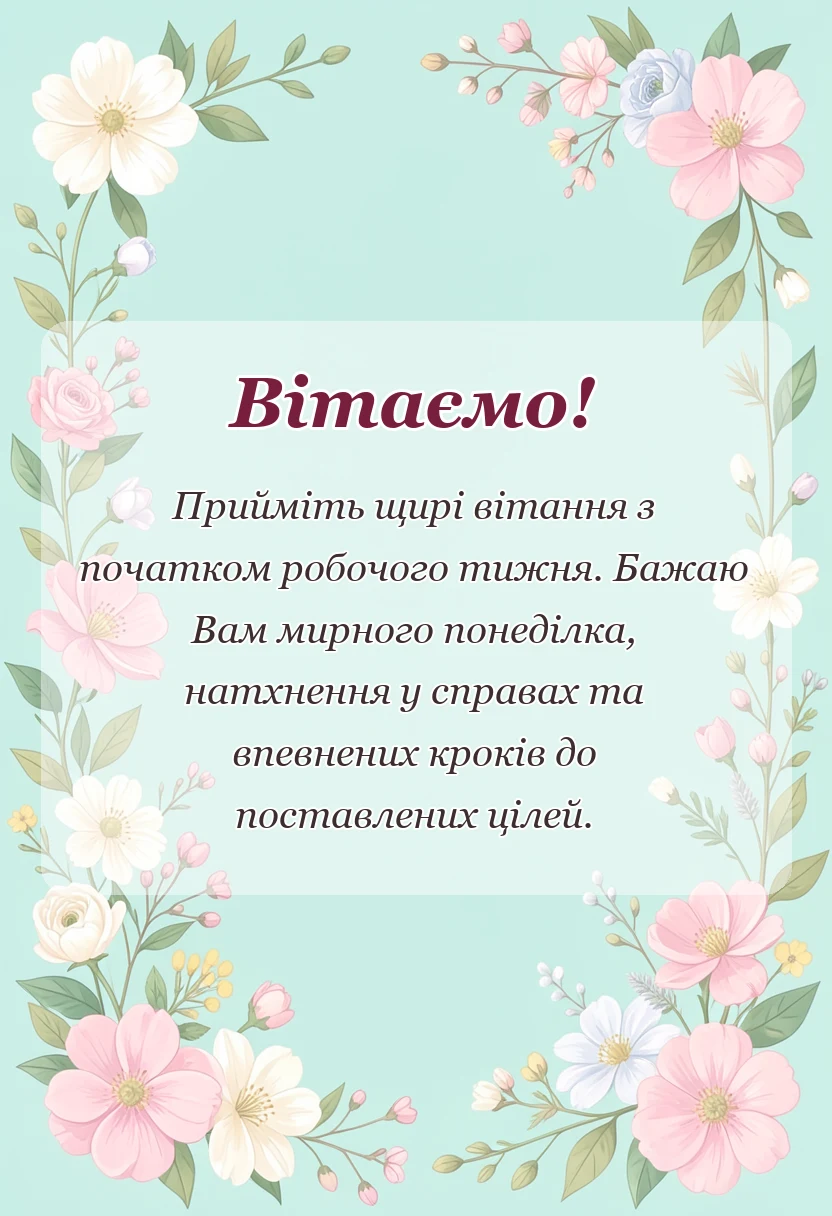 красива листівка: картинки мирного понеділка українською