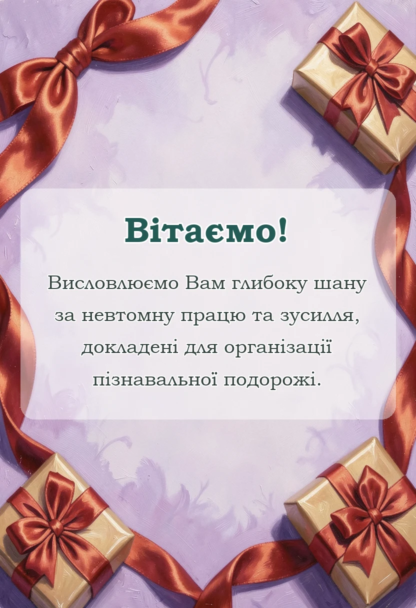 красива листівка: подяка класному керівнику за екскурсію