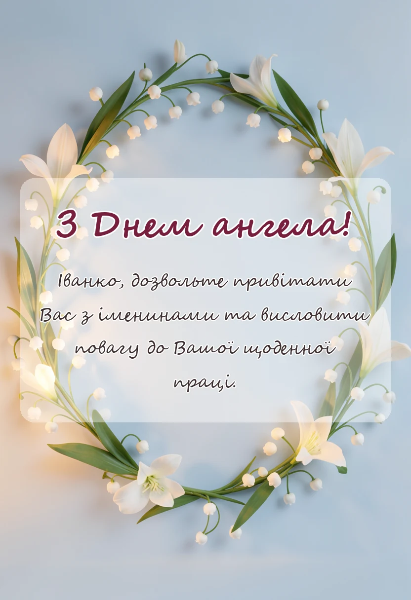 вітальна листівка - привітання з днем ангела іванка