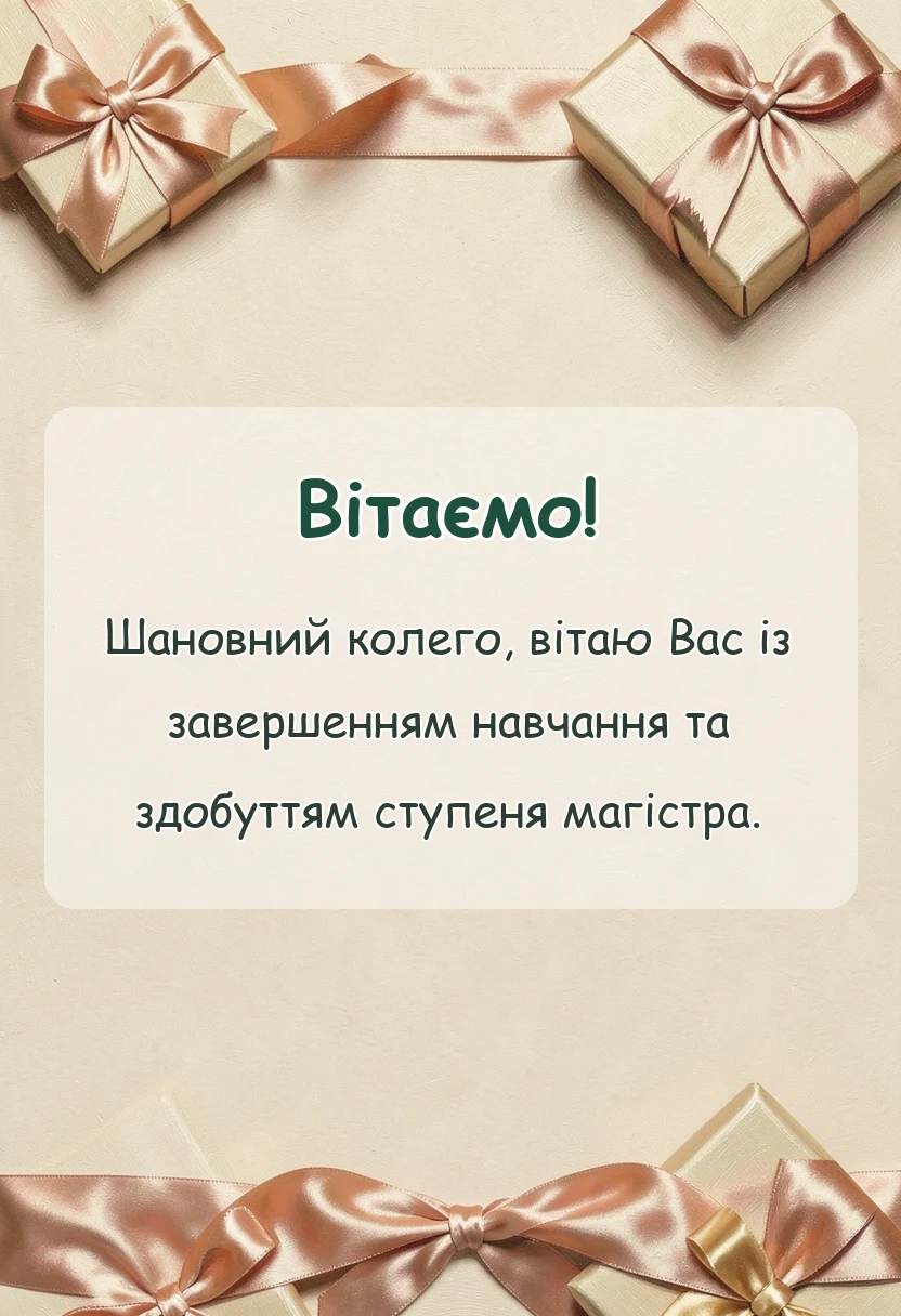 листівка з побажанням - привітання з закінченням магістратури