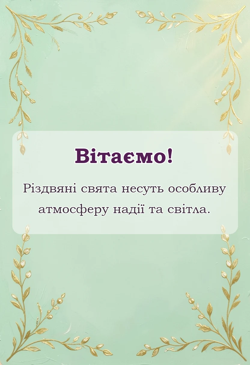 вітальна листівка - гарне привітання з різдвом христовим