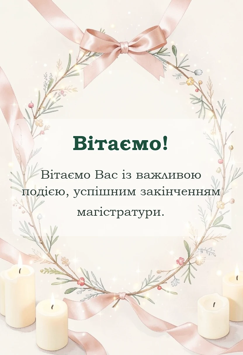 красива листівка: привітання з закінченням магістратури