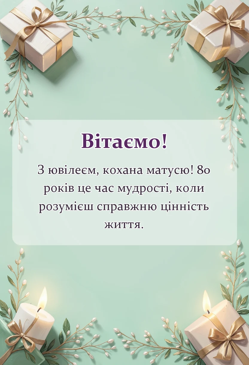 красива листівка: привітання з 80-річчям жінці