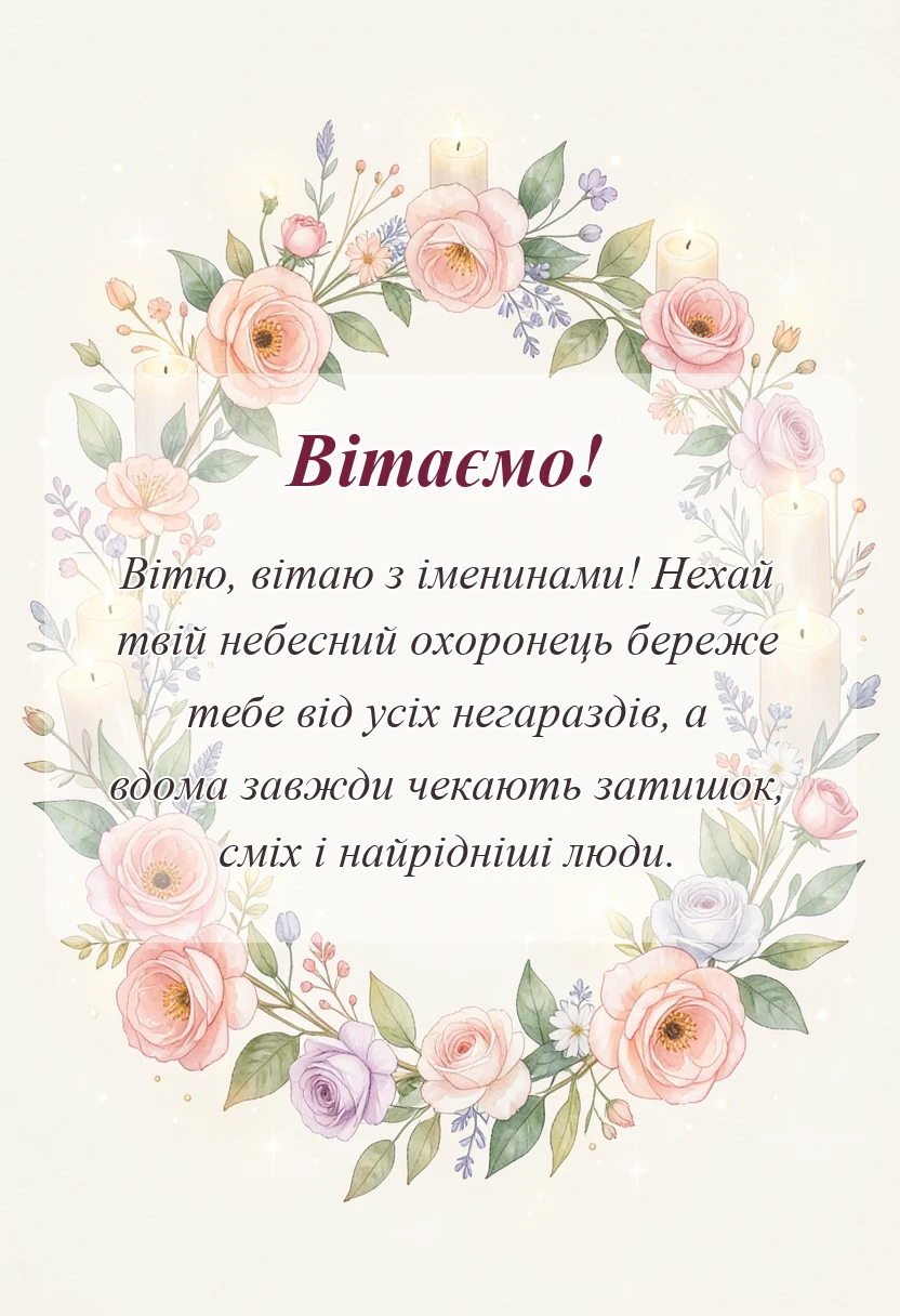 вітальна листівка - привітання з днем ангела віктора