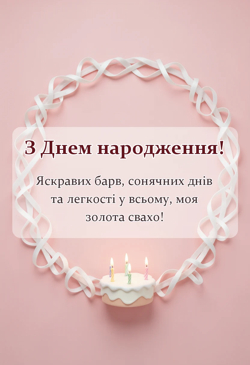 красива листівка: привітання з днем народження свасі
