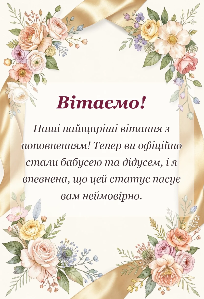 листівка з побажанням - привітання з народженням внука
