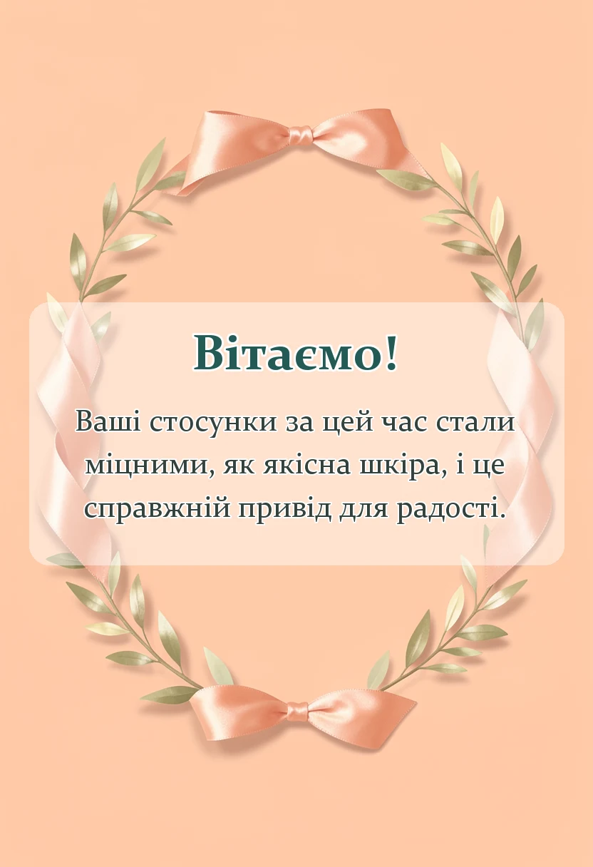 вітальна листівка - привітання з річницею весілля 3 роки шкіряне весілля своїми словами