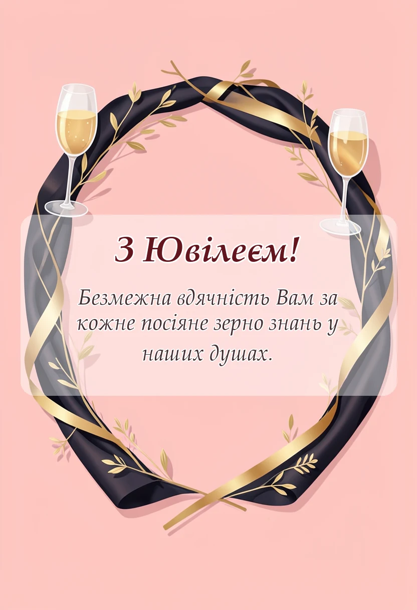 красива листівка: привітання з ювілеєм вчительці