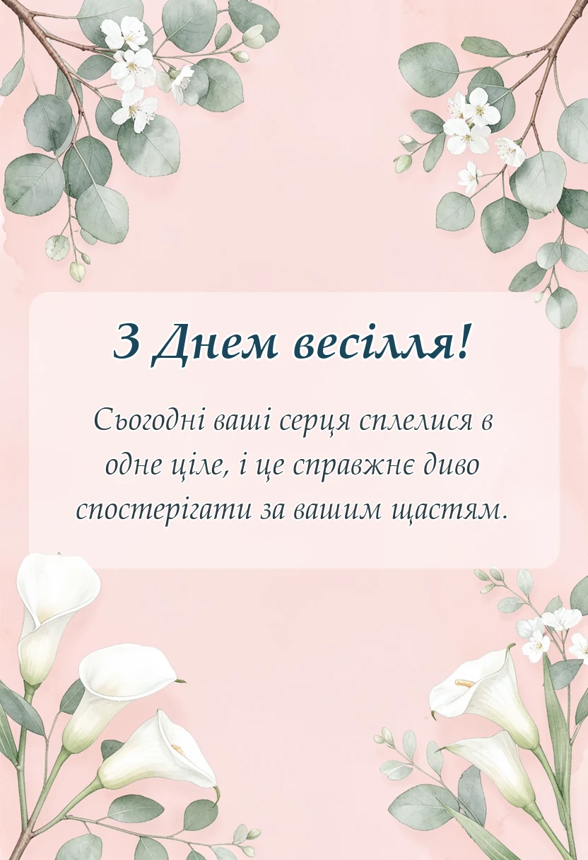 листівка з побажанням - гарні привітання з весіллям