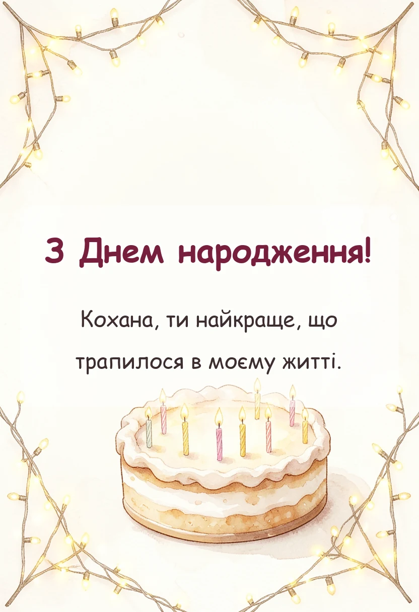 унікальна листівка - короткі привітання з днем народження коханій дівчині