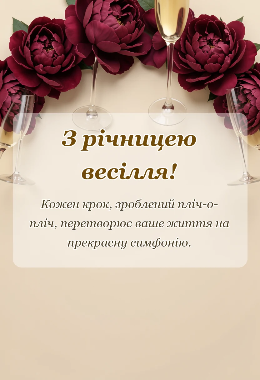 унікальна листівка - красиве привітання з річницею весілля