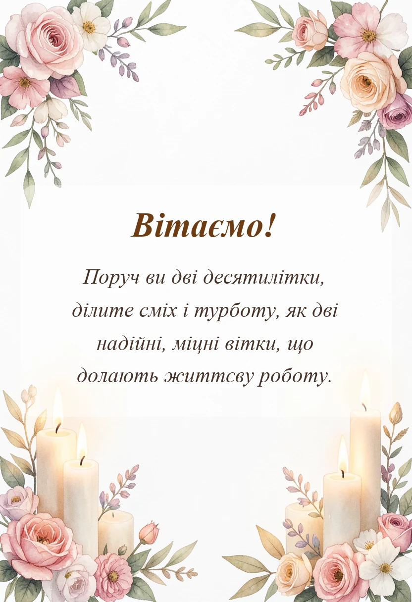 красива листівка: привітання з річницею весілля 20 років у віршах