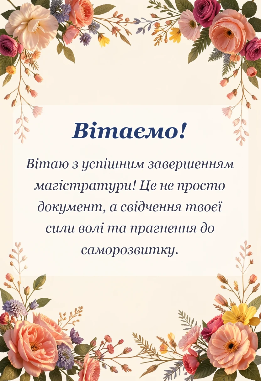 вітальна листівка - привітання з закінченням магістратури