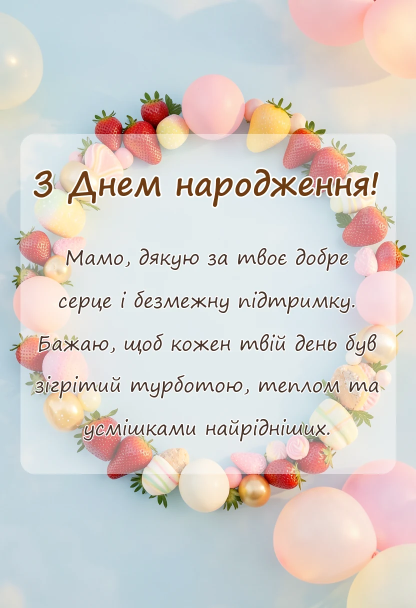 святкова картинка: що побажати на день народження коротко