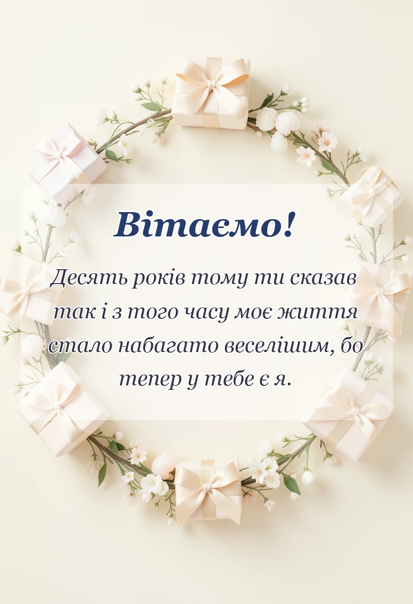 вітальна листівка - картинки чоловікові з 10 роками весілля