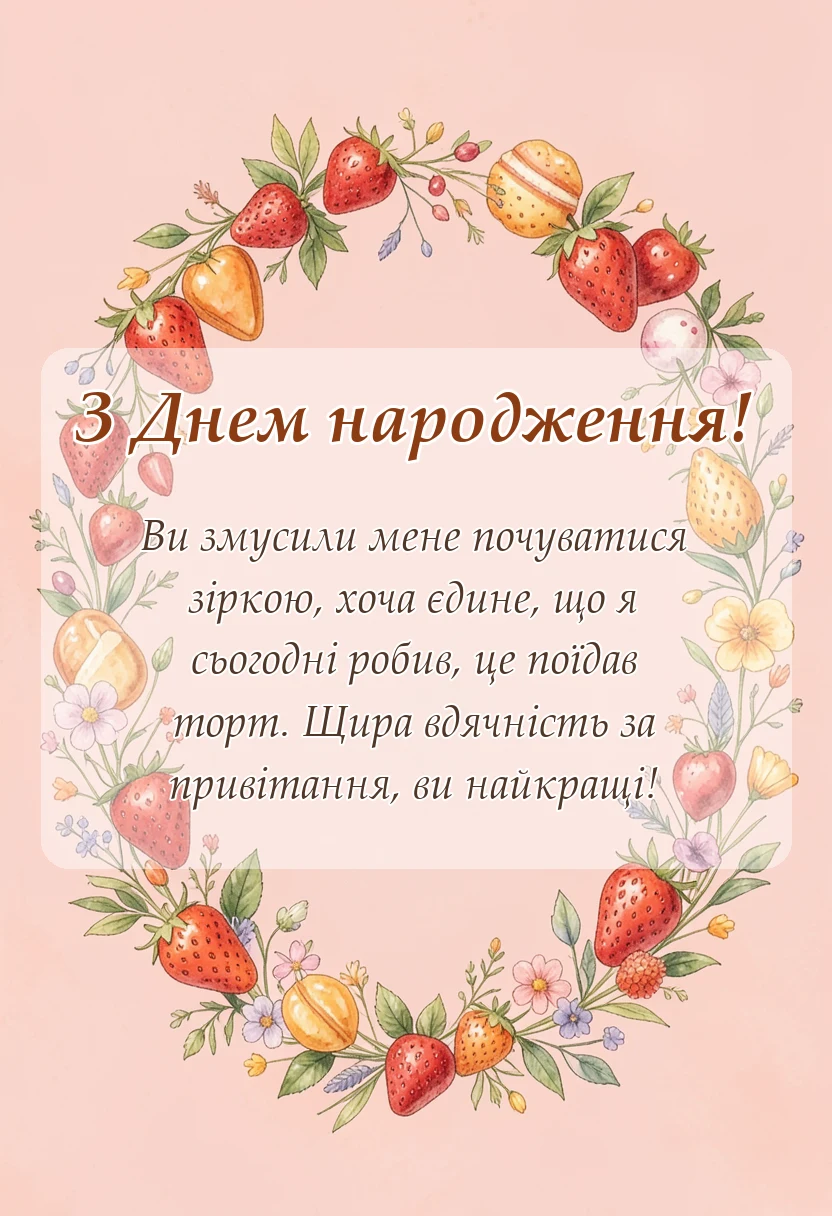 святкова картинка: подяка за привітання з днем народження щирі слова