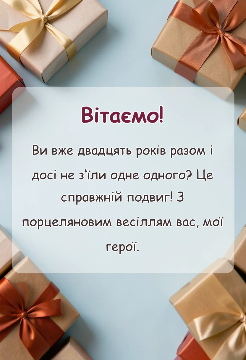 листівка з побажанням - порцелянове весілля картинки привітання