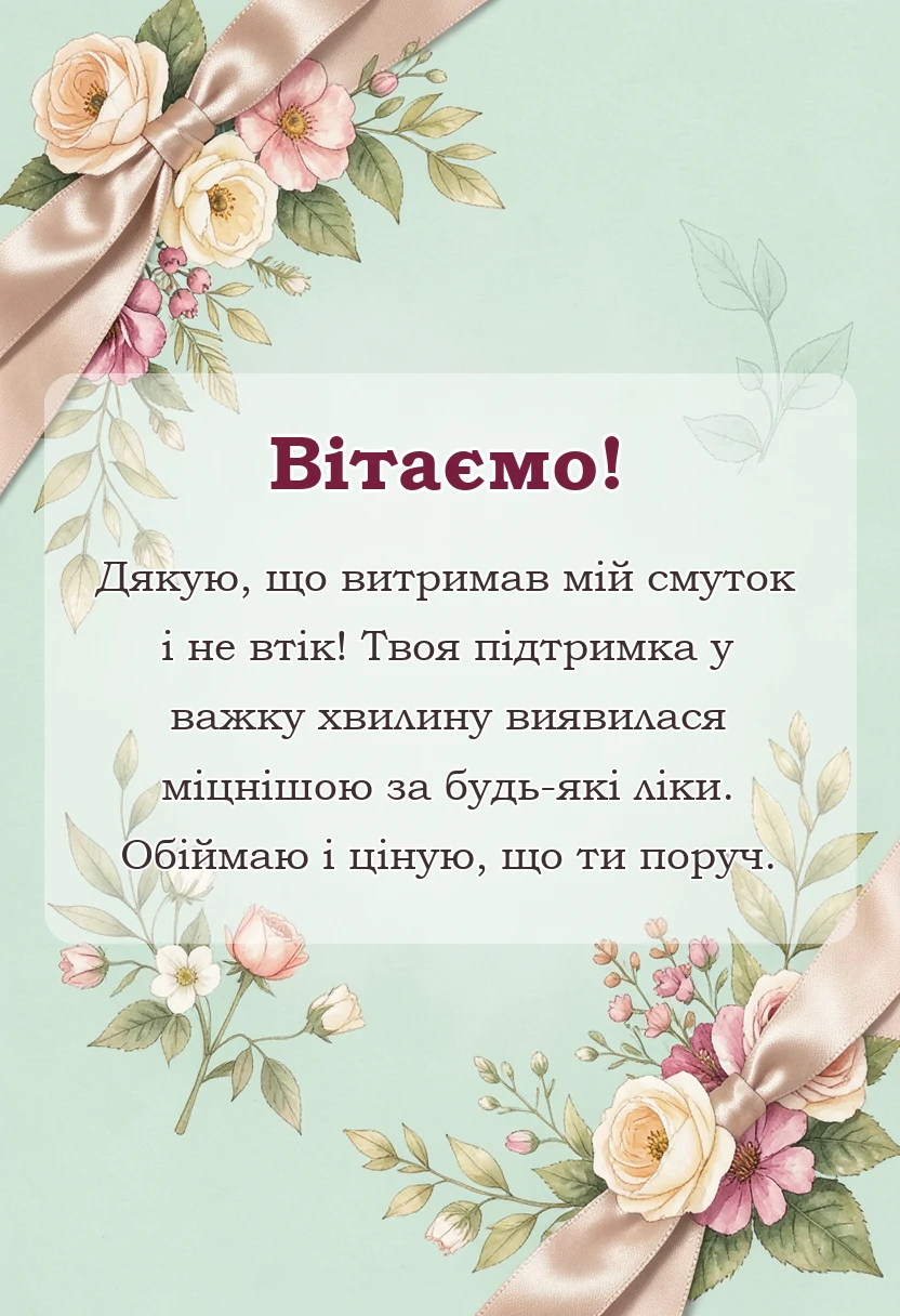вітальна листівка - подяка за співчуття з приводу смерті чоловіка