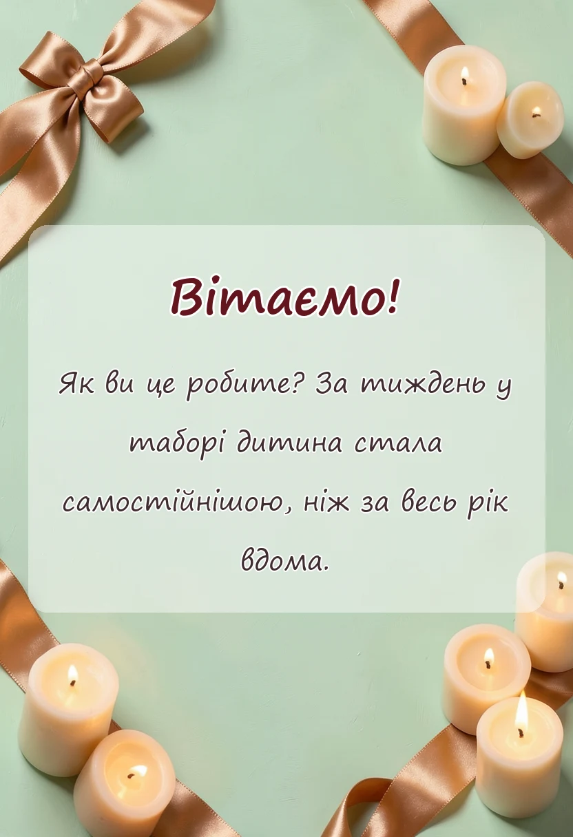 вітальна листівка - подяка за дитячий табір своїми словами