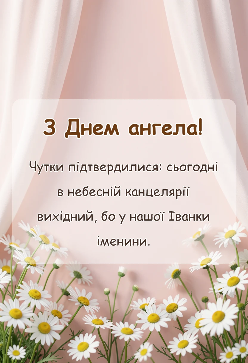 унікальна листівка - привітання з днем ангела іванка