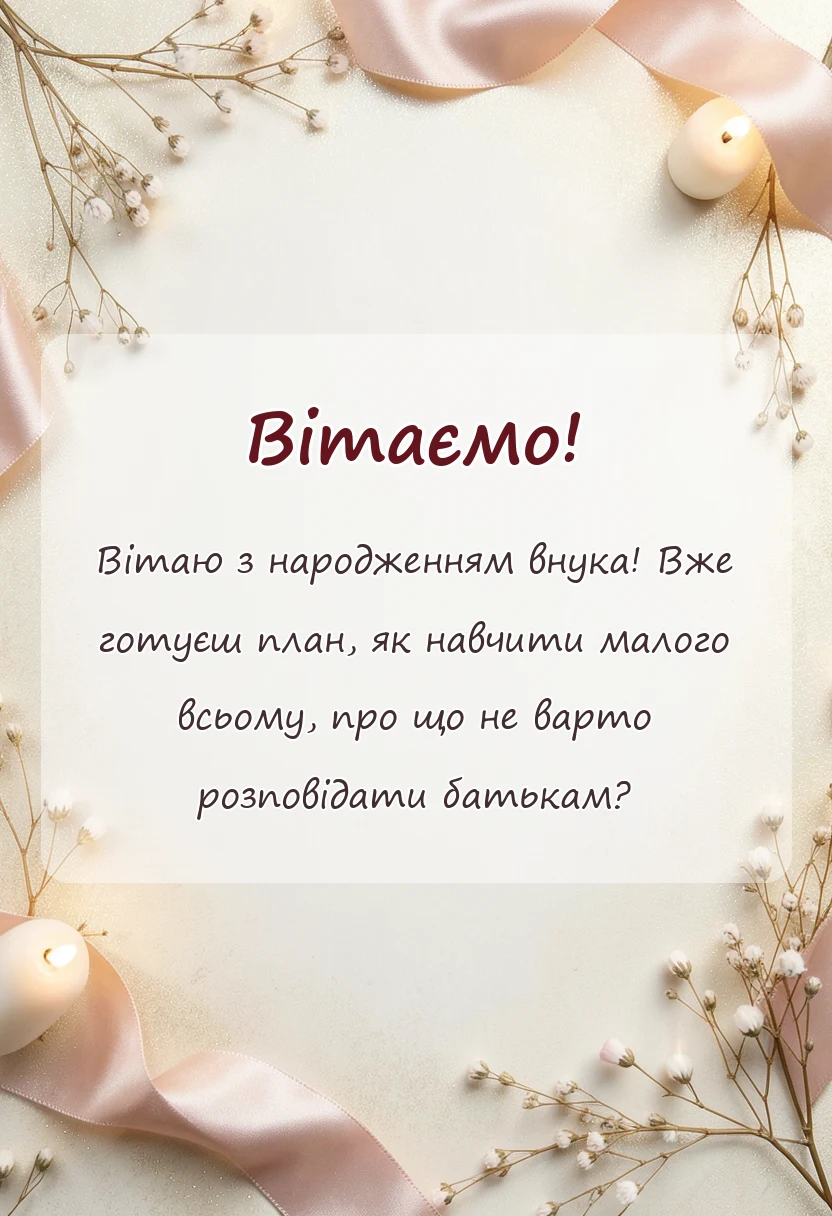 святкова картинка: привітання з народженням внука