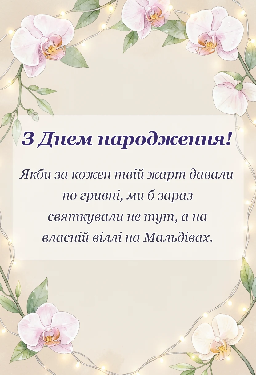 листівка з побажанням - дуже смішні привітання на день народження