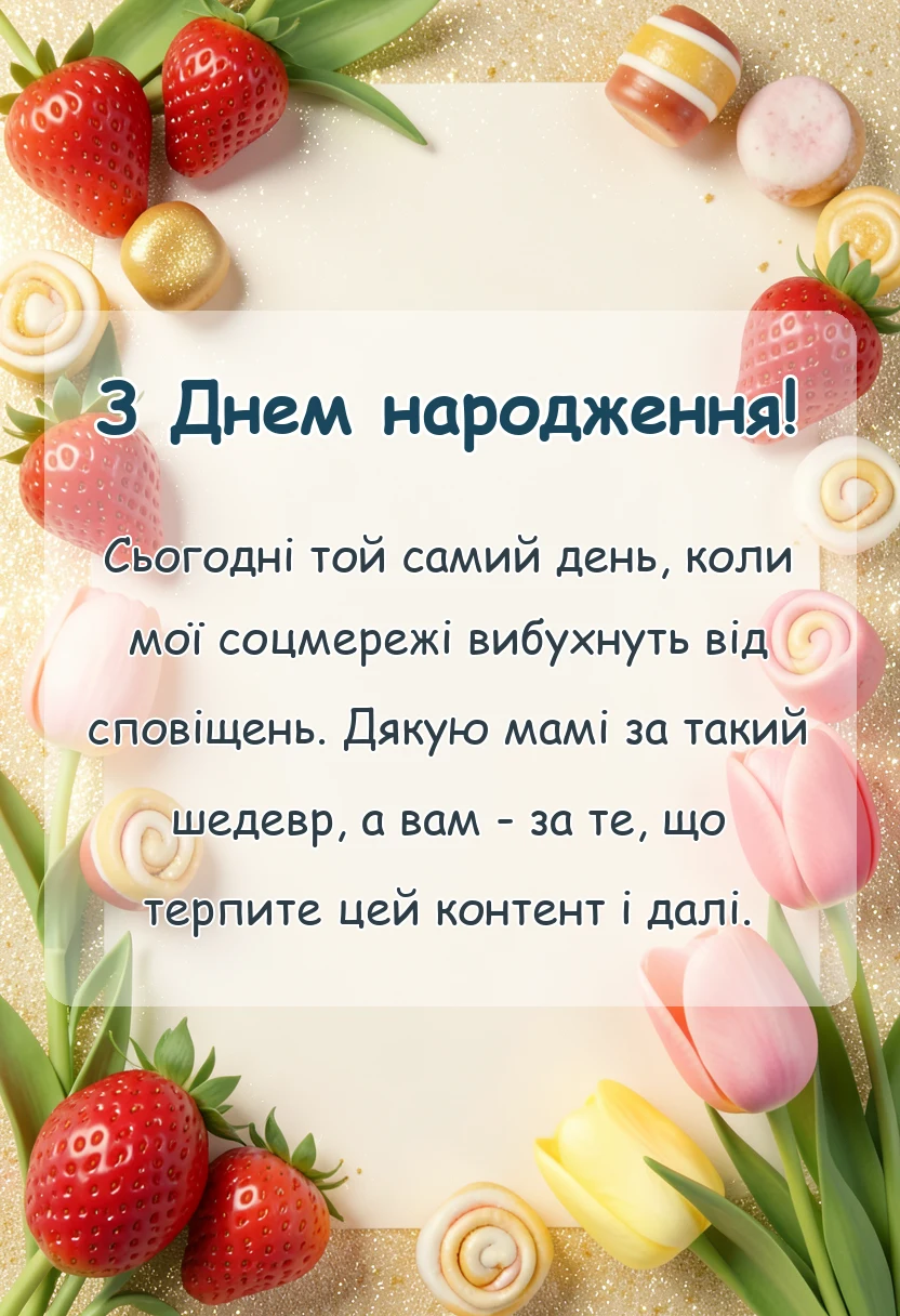 вітальна листівка - підпис під фото в інстаграм на день народження